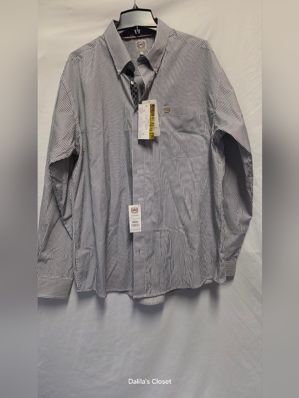 Cinch Men's Striped Button-Up Shirt - Black & White